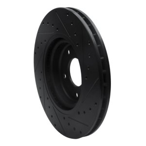 Jaguar XK8 Brake Rotor (1) - Front Left - R1 Concepts - Drilled & Slotted - Black - `98-`06